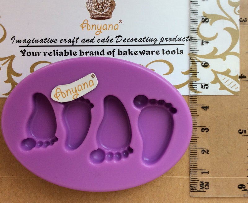 Anyana Baby foot print Baking Molds footstep Silicone Fondant molds baby shower Cake Decorating Tools Gumpaste christening cupcake topper decorations party resin Clay Chocolate Candy Molds easy to use - Image 3